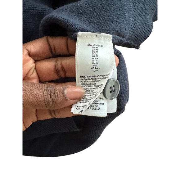 Share Mens Navy Blue Cardigan Sweater V Neck Button Up M 100%Cotton Fall Staple - Picture 7 of 9